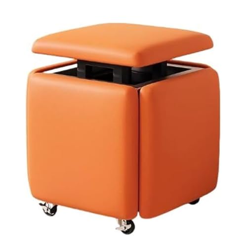 5-in-1-Rollwürfel-Stuhlhocker, Quadratischer Ottoman-Fußhocker Aus Leder Mit Rädern for Wohnzimmer Und Esszimmer(B,35x35x38cm) von NEYTIIR