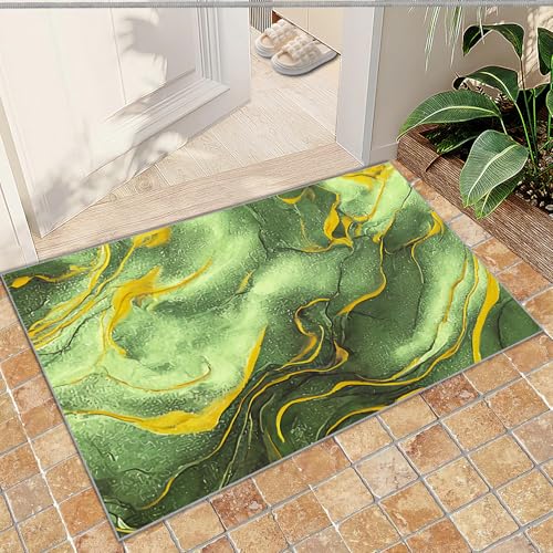Badezimmerteppiche, Marmor, rutschfest, Badematte,für Den Innenbereich,Küchenteppiche, Läufer, Teppich Für Badezimmer, Zuhause, Büro, Wohnzimmer(Green Turquoise Marble,60 x 90 cm) von NEYTIIR