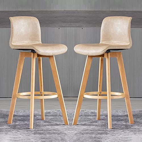 Barhocker Aus Kunstleder, 2er-Set – Verstellbarer, Drehbarer Thekenhocker Mit Holzbeinen – Kücheninsel, Frühstücksbar, Esszimmer(Khaki,High:71CM) von NEYTIIR