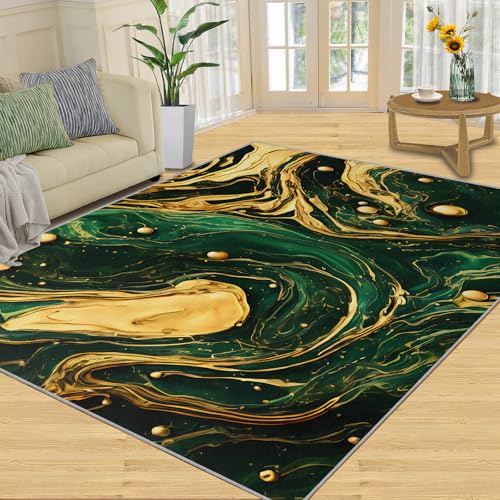 Brauner Leoparden-Tierdruck, Europäischer Bohemian-Vintage-Geparden-Apartment-Teppich, Niedrigfloriger Teppich, Leicht Zu Reinigen for Das Wohnzimmer(Turquoise Marble,70 x 120 cm) von NEYTIIR