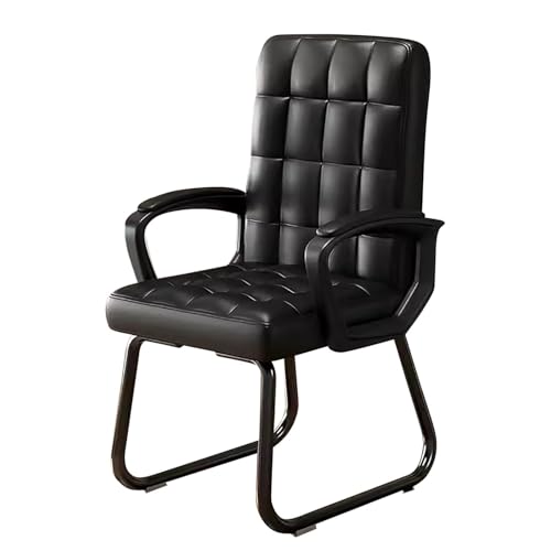 Bürostuhl, Schreibtischstuhl, Ergonomischer Stuhl Aus PU-Leder Mit Mittlerer Rückenlehne Und Kufengestell for Den Empfangs- Und Warteraum(Black) von NEYTIIR