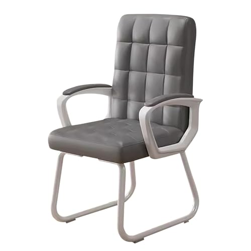 Bürostuhl, Schreibtischstuhl, Ergonomischer Stuhl Aus PU-Leder Mit Mittlerer Rückenlehne Und Kufengestell for Den Empfangs- Und Warteraum(Grey) von NEYTIIR
