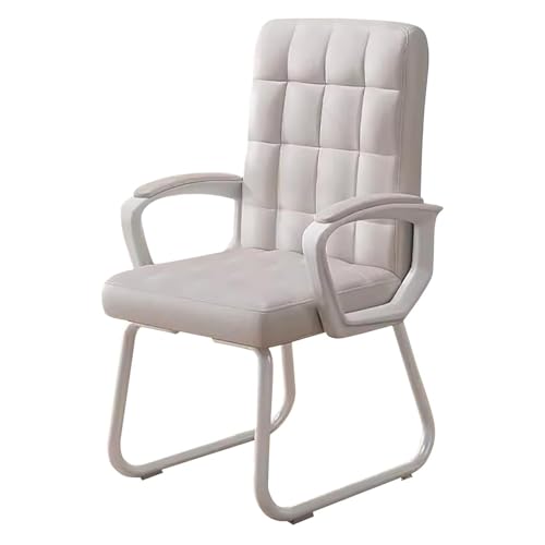 Bürostuhl, Schreibtischstuhl, Ergonomischer Stuhl Aus PU-Leder Mit Mittlerer Rückenlehne Und Kufengestell for Den Empfangs- Und Warteraum(White) von NEYTIIR