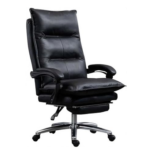 Bürostuhl Aus Leder Mit Einziehbarer Fußstütze, Ergonomischer, Vollständig Verstellbarer Chefsessel, Bequemer Drehstuhl Mit Hoher Rückenlehne for Chefsessel(A) von NEYTIIR