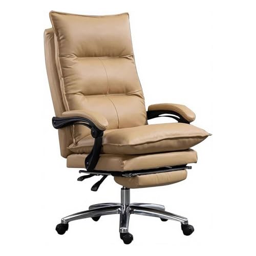 Bürostuhl Aus Leder Mit Einziehbarer Fußstütze, Ergonomischer, Vollständig Verstellbarer Chefsessel, Bequemer Drehstuhl Mit Hoher Rückenlehne for Chefsessel(B) von NEYTIIR