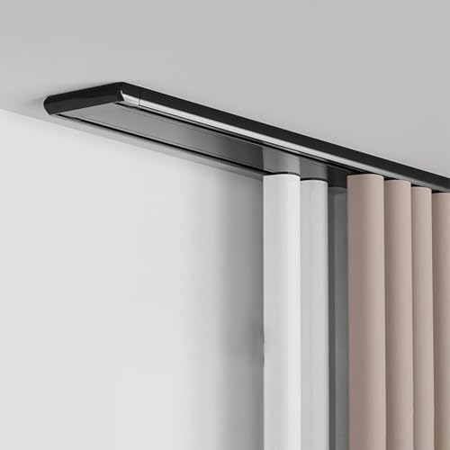 Deckenvorhangschiene, Versenkte, Versteckte Doppelvorhangschiene, Deckenvorhangschiene Mit Geräuschlosen Rollen, Zubehör For Vorhangstangen Zur Raumtrennung(A,420cm/165.4in) von NEYTIIR