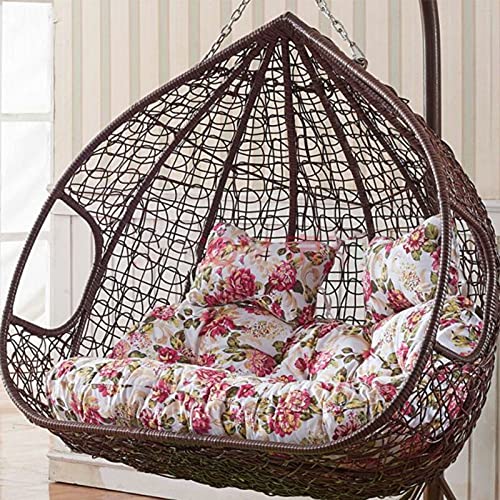 Doppelt Aufgehängtes Rattan-Stuhlkissen, Hängemattenstuhlkissen, Keine Halterung, 2-Sitzer, Eimontiertes Schaukelsitzkissen, Waschbares Eimontiertes Stuhlkissen(Flower a) von NEYTIIR