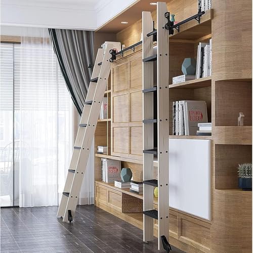 Hardware-Kit for Einziehbare Rollleitern, Hardware for Bibliotheksleitern Aus Schwarzem Stahl for Zuhause/Büro, Schienensystem Im Scheunenstil(600cm(19.7 ft) Track kit) von NEYTIIR