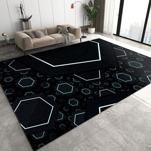 Luxuriöser Weißer Flächenteppich, Teppiche Mit Goldfolienstreifen-Design, Rutschfester, Kurzfloriger, Waschbarer Teppich, Geeignet Für Wohnzimmer, Eingangsbereich(Pattern11,60x100cm) von NEYTIIR