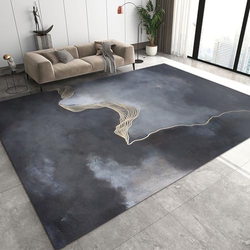 Luxuriöser Weißer Flächenteppich, Teppiche Mit Goldfolienstreifen-Design, Rutschfester, Kurzfloriger, Waschbarer Teppich, Geeignet Für Wohnzimmer, Eingangsbereich(Pattern19,60x100cm) von NEYTIIR