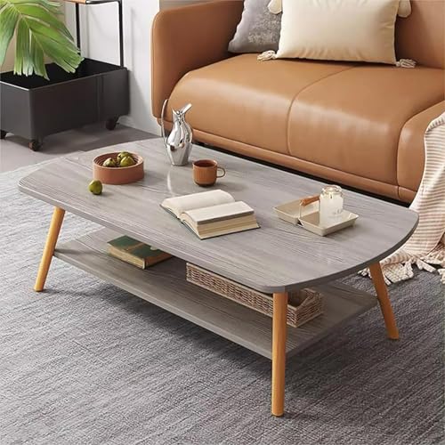 Moderner Couchtisch for Wohnzimmer, Couchtisch Aus Holz Mit Ablage, Ovaler Mitteltisch, Akzenttisch, Cocktail-Beistelltisch for Zuhause, Büro(A,80x40x42cm) von NEYTIIR