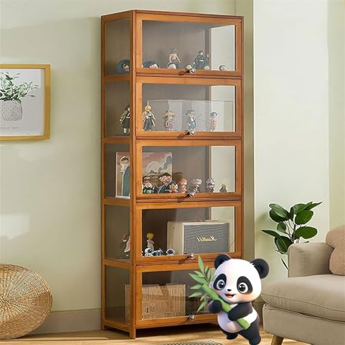 NEYTIIR Acryl Sammlung Vitrine,Sammlung Vitrine, Natürlicher Bambus Rahmen, Staubdicht, Passend Für Haus Und Büro Gebrauch(Color 2,80x33x172cm) von NEYTIIR
