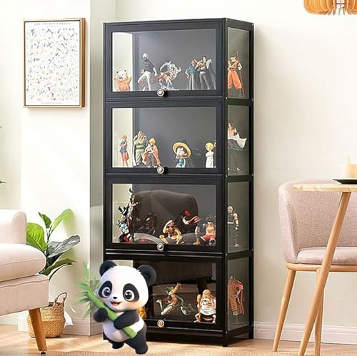 NEYTIIR Acryl Sammlung Vitrine,Sammlung Vitrine, Natürlicher Bambus Rahmen, Staubdicht, Passend Für Haus Und Büro Gebrauch(Color 6,80x33x140cm) von NEYTIIR