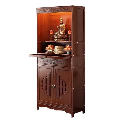 NEYTIIR Altartisch Aus Massivholz, Pooja-Schrank In Verschiedenen Größen, Meditationstisch Mit Schranktür, Chinesische Gebetsbank, Buddhistischer Altar for Wohnzimmer(A,68CM) von NEYTIIR