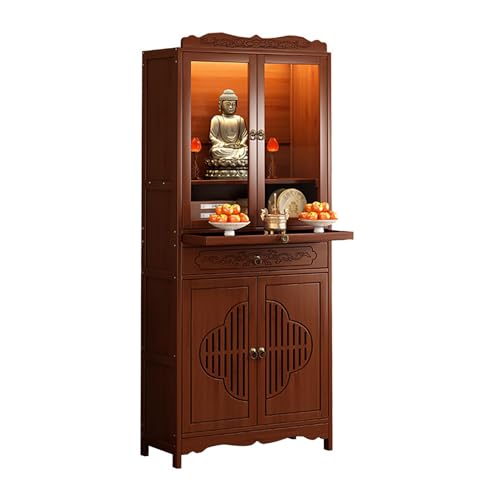 NEYTIIR Altartisch Aus Massivholz, Pooja-Schrank In Verschiedenen Größen, Meditationstisch Mit Schranktür, Chinesische Gebetsbank, Buddhistischer Altar for Wohnzimmer(B,52CM) von NEYTIIR