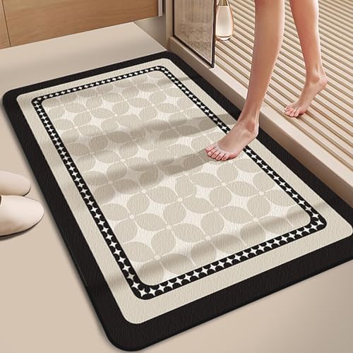 NEYTIIR Badematte rutschfest Schnelltrocknende Badezimmerteppich Saugfähig Kieselgur Duschmatte Absorbierende Badvorleger Für Dusche Badewannen Badezimmer Toilette(C,50X80CM) von NEYTIIR
