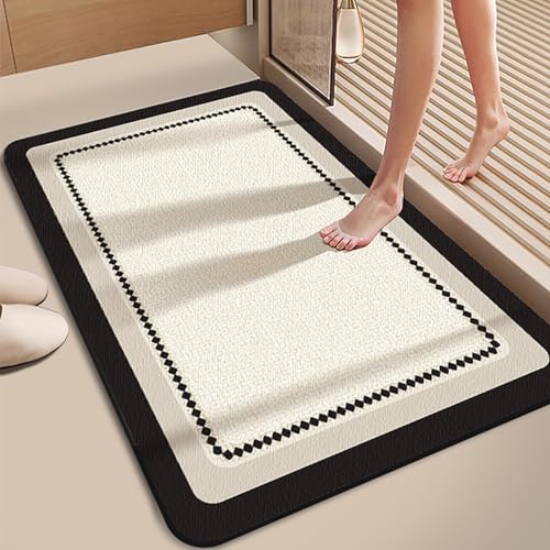 NEYTIIR Badematte rutschfest Schnelltrocknende Badezimmerteppich Saugfähig Kieselgur Duschmatte Absorbierende Badvorleger Für Dusche Badewannen Badezimmer Toilette(D,60X90CM) von NEYTIIR