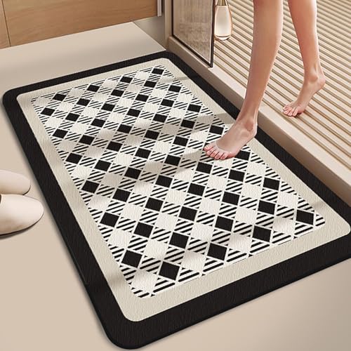 NEYTIIR Badematte rutschfest Schnelltrocknende Badezimmerteppich Saugfähig Kieselgur Duschmatte Absorbierende Badvorleger Für Dusche Badewannen Badezimmer Toilette(F,40X60CM) von NEYTIIR