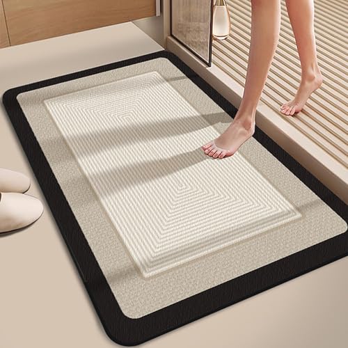 NEYTIIR Badematte rutschfest Schnelltrocknende Badezimmerteppich Saugfähig Kieselgur Duschmatte Absorbierende Badvorleger Für Dusche Badewannen Badezimmer Toilette(G,60X90CM) von NEYTIIR