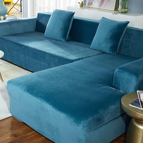 NEYTIIR Elastischer Sofabezug Aus Samt In L-Form, Rutschfester Stretch-Couchbezug, Kratzfester Sofabezug for Wohnzimmermöbelschutz(C,235-300cm) von NEYTIIR