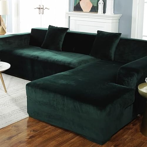 NEYTIIR Elastischer Sofabezug Aus Samt In L-Form, Rutschfester Stretch-Couchbezug, Kratzfester Sofabezug for Wohnzimmermöbelschutz(D,235-300cm) von NEYTIIR