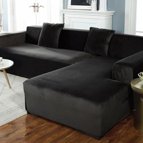 NEYTIIR Elastischer Sofabezug Aus Samt In L-Form, Rutschfester Stretch-Couchbezug, Kratzfester Sofabezug for Wohnzimmermöbelschutz(F,145-185cm) von NEYTIIR