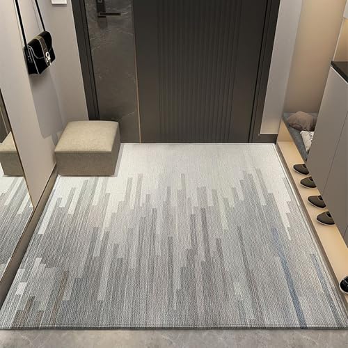 NEYTIIR Fußmatte Außengraue Geometrie Schmutzfängerfußmatte Für Innenbereich,Waschbar Superdünne Eingangstürmatte, Strapazierfähige Türmatte Schmutzfänger(A,80X100cm) von NEYTIIR