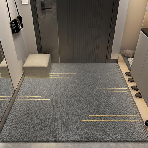 NEYTIIR Fußmatte Außengraue Geometrie Schmutzfängerfußmatte Für Innenbereich,Waschbar Superdünne Eingangstürmatte, Strapazierfähige Türmatte Schmutzfänger(G,60X90cm) von NEYTIIR