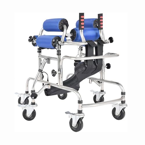 NEYTIIR Gehhilfen Für Behinderte Menschen, Tragbarer Ständer-Gehhilfe Für Kinder, Zerebralparese-Rehabilitation Rehabilitationstraining, Mit Höhenverstellbarem Sitz, Leichter Aluminiumrollator von NEYTIIR