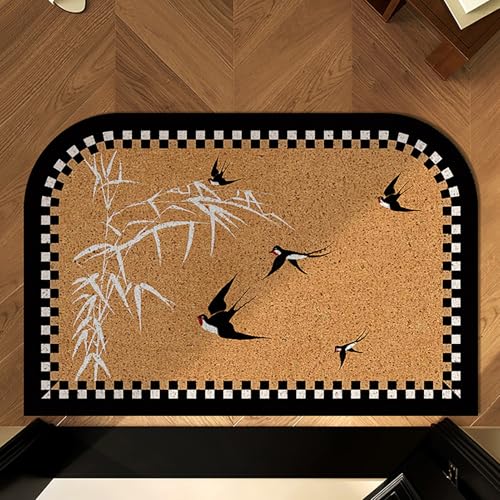 NEYTIIR Halbkreisförmige Fußmatte, rutschfeste Fußmatte for Den Innenbereich, Flacher Türvorleger, Waschbarer Bodenvorleger for Den Eingangsbereich, for Die Vordertür(C,40X60cm) von NEYTIIR