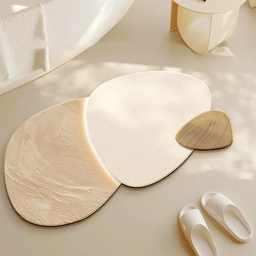NEYTIIR Kieselgur Badematte rutschfeste, Blattform Schnelltrocknend Absorbierende Bodenmatte, Abwaschbar Kieselgur Badematten Für Dusche Badewannen Küche(D,80X40cm) von NEYTIIR