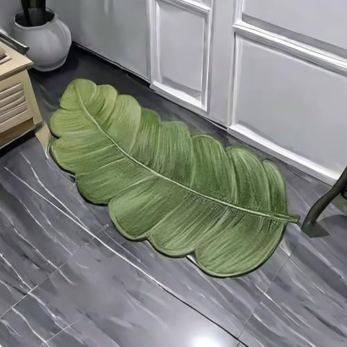 NEYTIIR Kieselgur Badematte rutschfeste, Blattform Schnelltrocknend Absorbierende Bodenmatte, Abwaschbar Kieselgur Badematten Für Dusche Badewannen Küche(F,100X50cm) von NEYTIIR