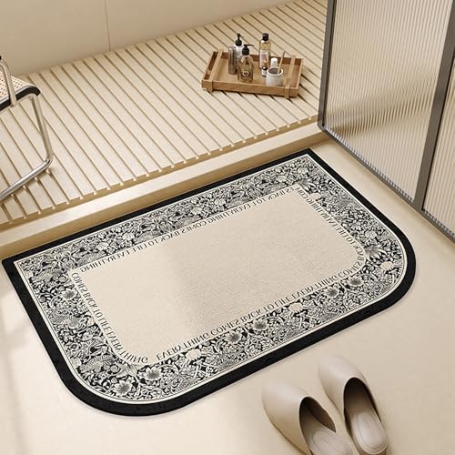NEYTIIR Kieselgur Badematte rutschfeste, Schnelltrocknend Super Absorbierende Bodenmatte, Abwaschbar Kieselgur Badematten Für Dusche(D,60X90cm) von NEYTIIR