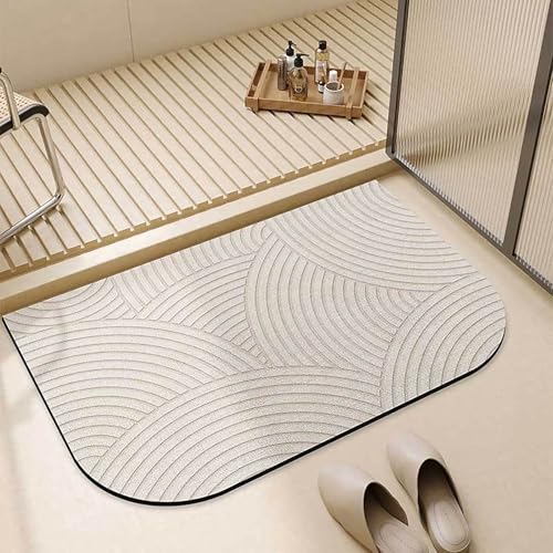 NEYTIIR Kieselgur Badematte rutschfeste, Schnelltrocknend Super Absorbierende Bodenmatte, Abwaschbar Kieselgur Badematten Für Dusche(E,50X80cm) von NEYTIIR