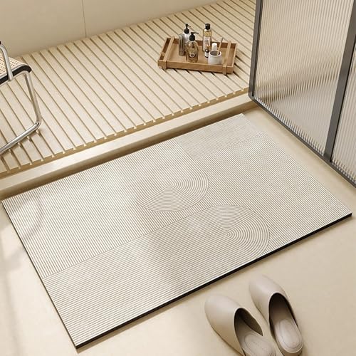NEYTIIR Kieselgur Badematte rutschfeste, Schnelltrocknend Super Absorbierende Bodenmatte, Abwaschbar Kieselgur Badematten Für Dusche(H,60X90cm) von NEYTIIR