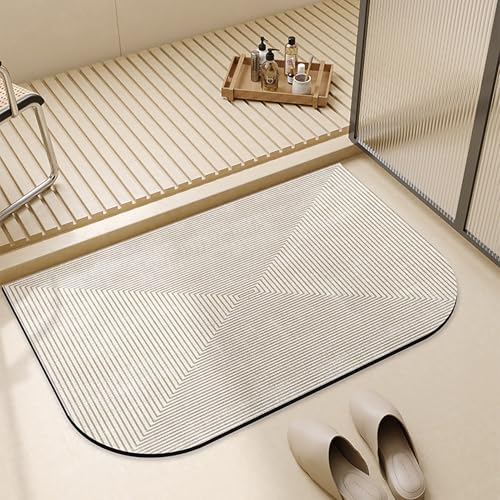 NEYTIIR Kieselgur Badematte rutschfeste, Schnelltrocknend Super Absorbierende Bodenmatte, Abwaschbar Kieselgur Badematten Für Dusche(L,50X80cm) von NEYTIIR