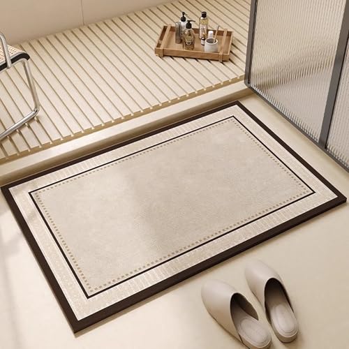 NEYTIIR Kieselgur Badematte rutschfeste, Schnelltrocknend Super Absorbierende Bodenmatte, Abwaschbar Kieselgur Badematten Für Dusche(N,60X90cm) von NEYTIIR
