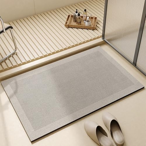 NEYTIIR Kieselgur Badematte rutschfeste, Schnelltrocknend Super Absorbierende Bodenmatte, Abwaschbar Kieselgur Badematten Für Dusche(O,50X80cm) von NEYTIIR