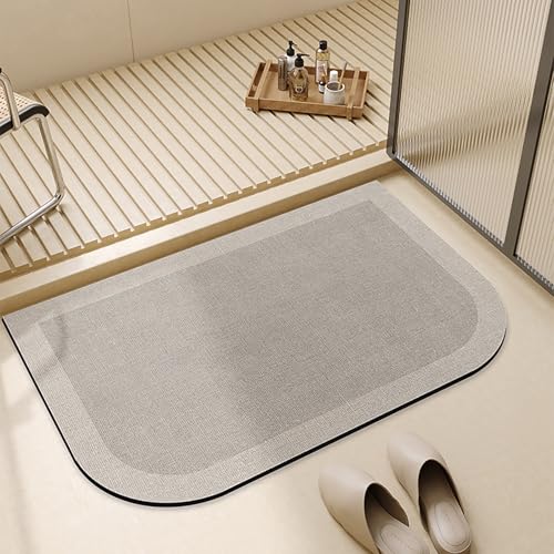 NEYTIIR Kieselgur Badematte rutschfeste, Schnelltrocknend Super Absorbierende Bodenmatte, Abwaschbar Kieselgur Badematten Für Dusche(P,60X90cm) von NEYTIIR