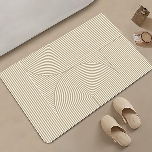 NEYTIIR Kieselgur Badematte rutschfeste Minimalistisch Badvorleger Absorbierender Badezimmerteppich, Waschbar Schnelltrocknende Bodenmatte Für Dusche, Badewannen(A,40x60cm) von NEYTIIR