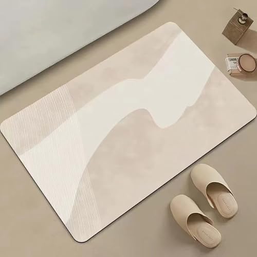 NEYTIIR Kieselgur Badematte rutschfeste Minimalistisch Badvorleger Absorbierender Badezimmerteppich, Waschbar Schnelltrocknende Bodenmatte Für Dusche, Badewannen(F,60x90cm) von NEYTIIR