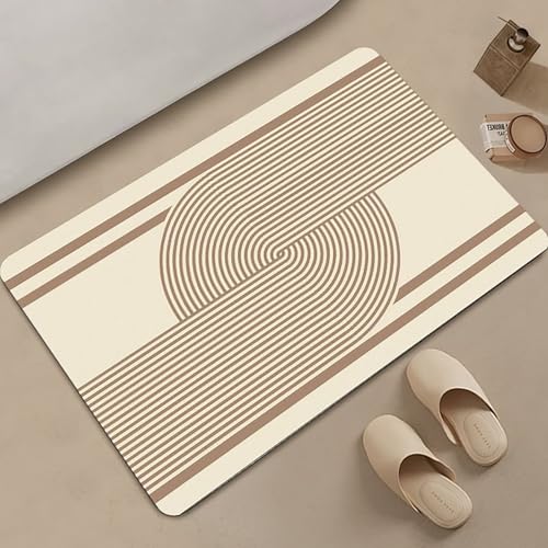 NEYTIIR Kieselgur Badematte rutschfeste Minimalistisch Badvorleger Absorbierender Badezimmerteppich, Waschbar Schnelltrocknende Bodenmatte Für Dusche, Badewannen(H,50x80cm) von NEYTIIR