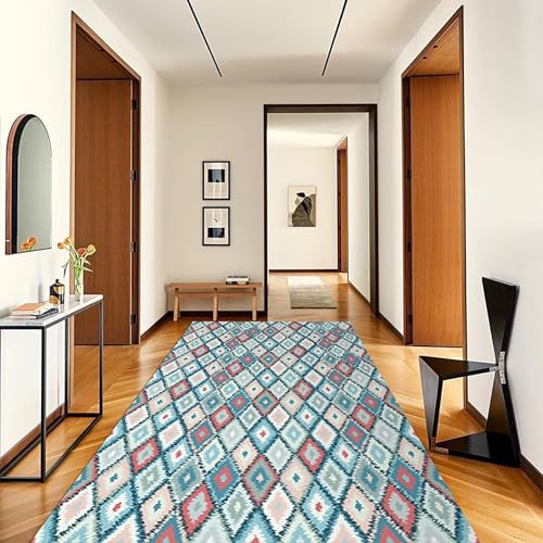 NEYTIIR Küchenläufer Bunt Geometrisch Teppich Läufer Flur Küchen rutschfest Meterware Kurzflor Waschbar Lang Teppichläufer Polyester Korridor Schlafzimmer(A,60cmX100cm) von NEYTIIR