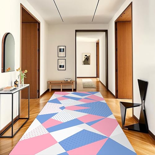 NEYTIIR Küchenläufer Bunt Geometrisch Teppich Läufer Flur Küchen rutschfest Meterware Kurzflor Waschbar Lang Teppichläufer Polyester Korridor Schlafzimmer(G,100cmX100cm) von NEYTIIR