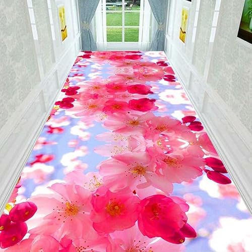 NEYTIIR Küchenteppich Läufer Teppich Lang Flur rutschfest Teppichmatten Küchenläufer,3D Blumenmuster Bunter Teppichläufer Waschbar Meterware Flurläufer Anpassbar(A,120cmX1M) von NEYTIIR