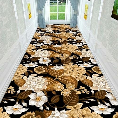 NEYTIIR Küchenteppich Läufer Teppich Lang Flur rutschfest Teppichmatten Küchenläufer,3D Blumenmuster Bunter Teppichläufer Waschbar Meterware Flurläufer Anpassbar(C,100cmX1M) von NEYTIIR