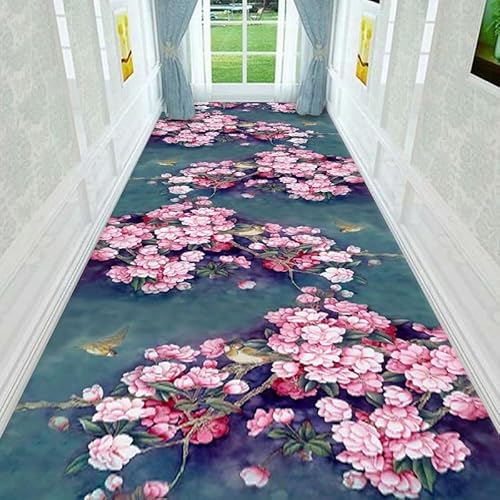 NEYTIIR Küchenteppich Läufer Teppich Lang Flur rutschfest Teppichmatten Küchenläufer,3D Blumenmuster Bunter Teppichläufer Waschbar Meterware Flurläufer Anpassbar(H,100cmX1M) von NEYTIIR