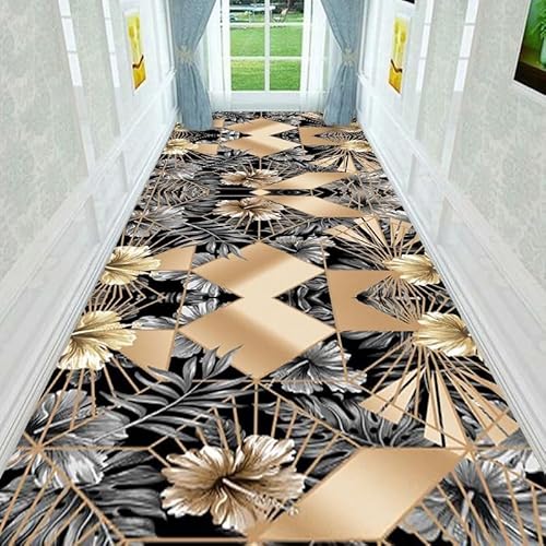 NEYTIIR Küchenteppich Läufer Teppich Lang Flur rutschfest Teppichmatten Küchenläufer,3D Blumenmuster Bunter Teppichläufer Waschbar Meterware Flurläufer Anpassbar(R,100cmX1M) von NEYTIIR