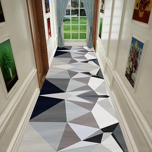 NEYTIIR Läufer Teppiche Moderner Geometrischer Moderner Waschbare rutschfeste Küche Dienstprogramm Halle Langer Läufer Fußmatte Teppich Flur Halle Beliebige Länge(A,60x80cm) von NEYTIIR