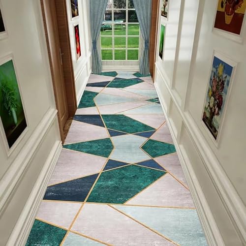NEYTIIR Läufer Teppiche Moderner Geometrischer Moderner Waschbare rutschfeste Küche Dienstprogramm Halle Langer Läufer Fußmatte Teppich Flur Halle Beliebige Länge(B,100cmX100cm) von NEYTIIR